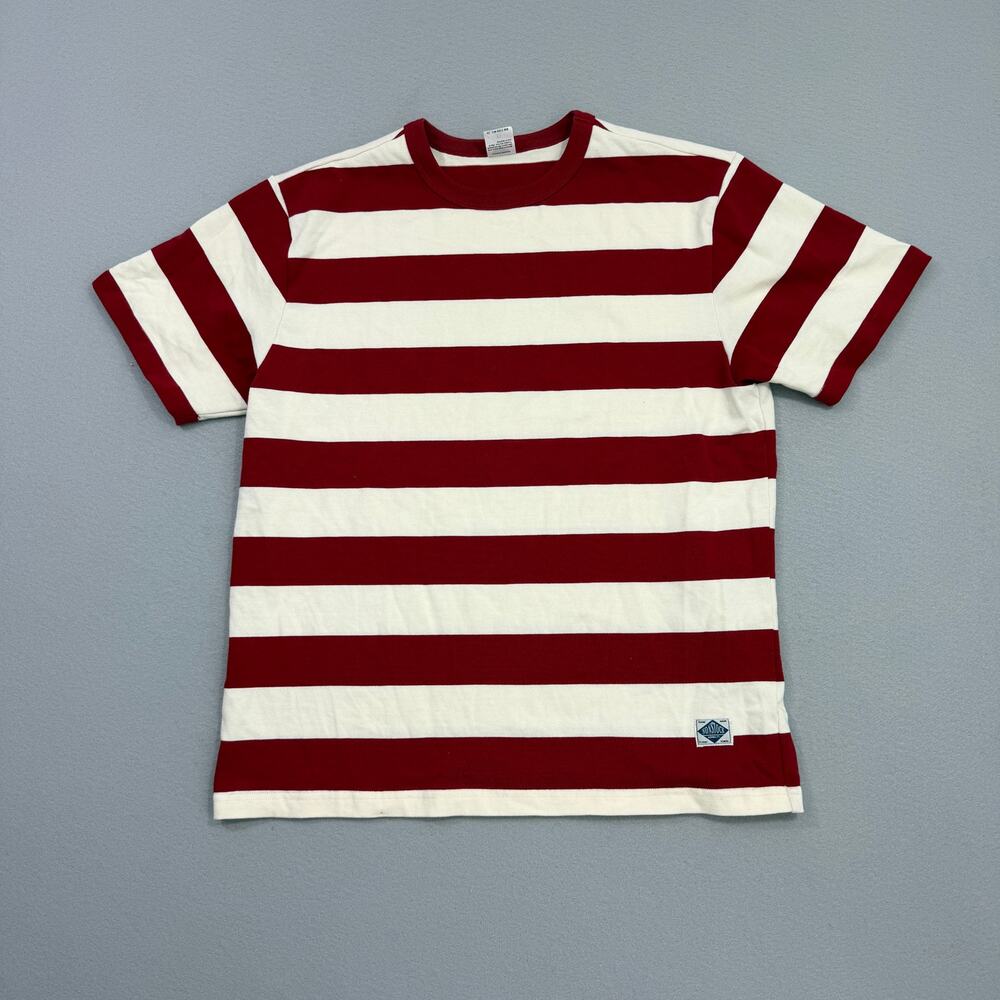NON STOCK Classic Prisoner Stripe Short Sleeve Shirt Men's XL Red White Striped